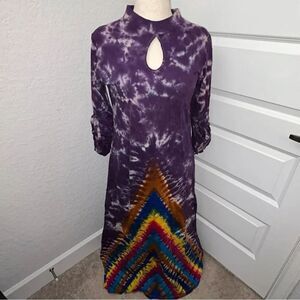 Tie Thai Tie Dye Bohemian Long Sleeve Maxi Dress